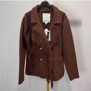 NVLT Knit Fringe Blazer Coatigan